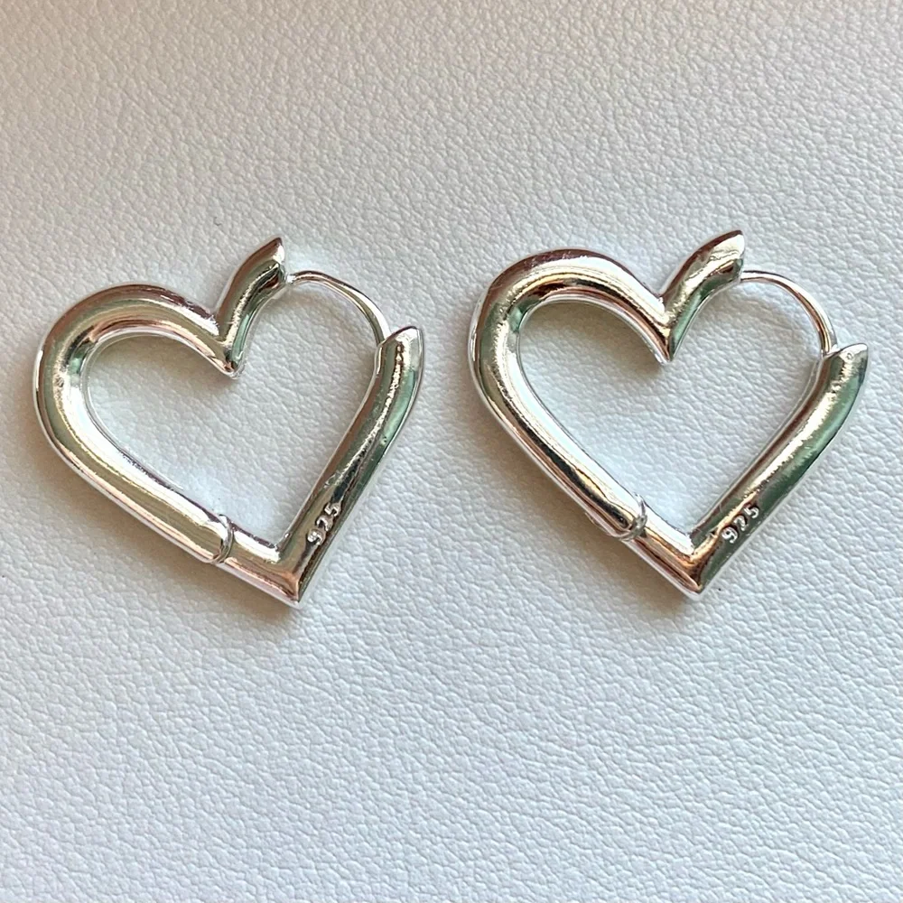 Silver Heart Hoop Earrings - 2.0